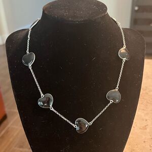 Ladies Lauren Adams black enamel heart necklace